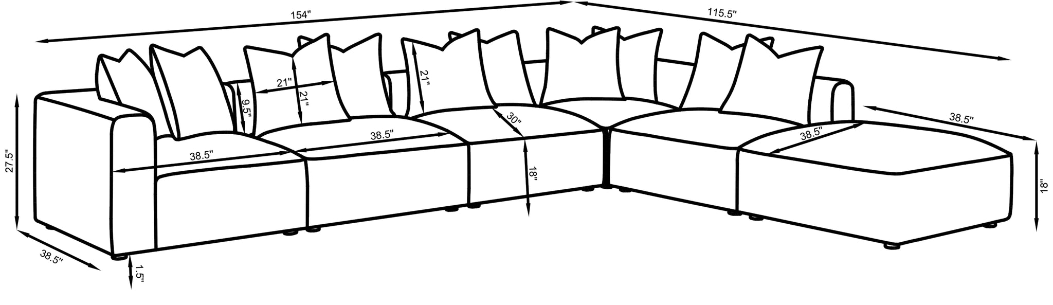 Five Star Furniture - Jennifer Modular Sectional Sofa