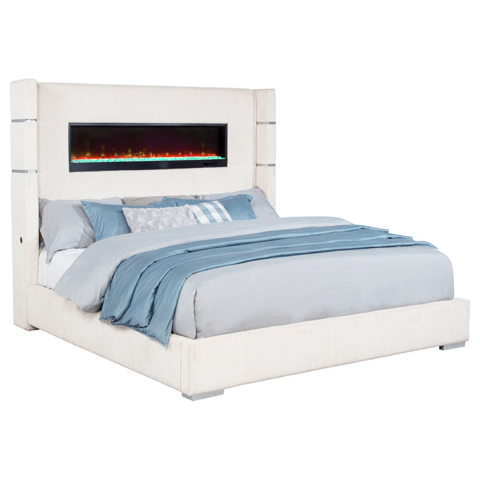 Five Star Furniture - Tisdall Wingback Bed with Flame Visualizer