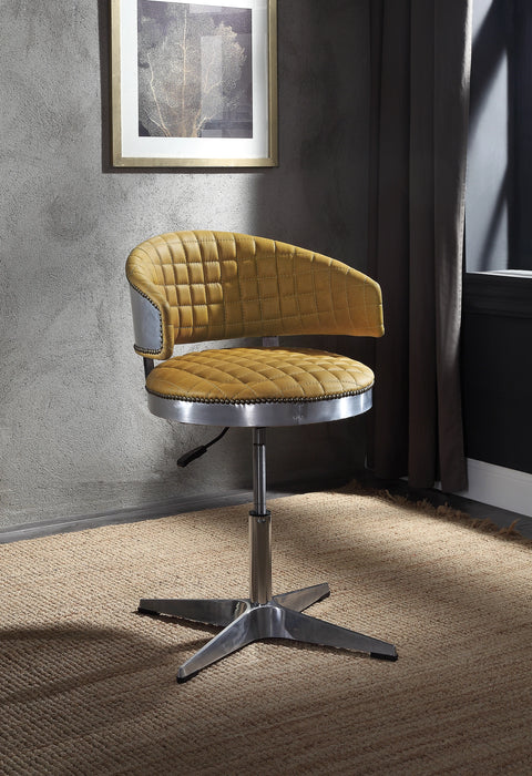 Five Star Furniture - Brancaster Turmeric Top Grain Leather & Chrome Adjustable Chair w/Swivel