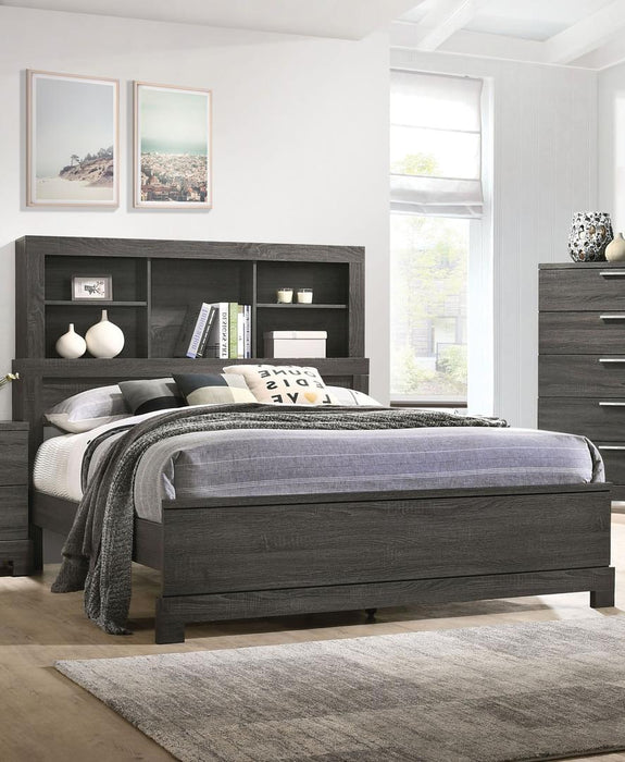 Five Star Furniture - Acme Furniture Lantha Queen Bookcase Panel Bed in Grey Oak 22030Q - Five Star Furniture & Mattress (GA)