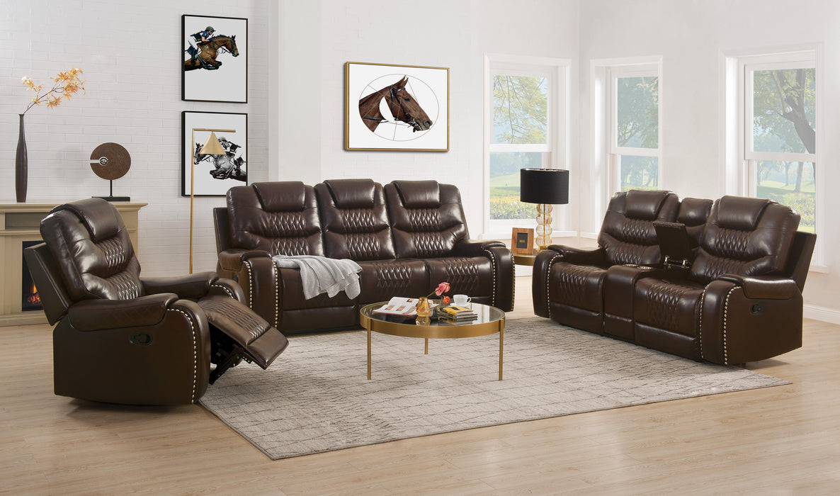 Five Star Furniture - Braylon Brown PU Sofa+Loveseat (Motion)