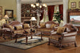 Five Star Furniture - Dresden Brown PU & Chenille, Cherry Oak 3-Piece Living Room Set image