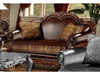 Five Star Furniture - Dresden Brown PU & Chenille, Cherry Oak Loveseat w/2 Pillows image