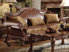 Five Star Furniture - Dresden Brown PU & Chenille, Cherry Oak Sofa w/3 Pillows image