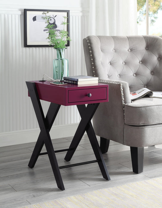 Five Star Furniture - Fierce Burgundy & Black Side Table (USB Charging Dock) - Five Star Furniture & Mattress (GA)