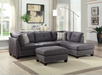 Five Star Furniture - Laurissa Light Charcoal Linen Sectional Sofa & Ottoman (2 Pillows) image