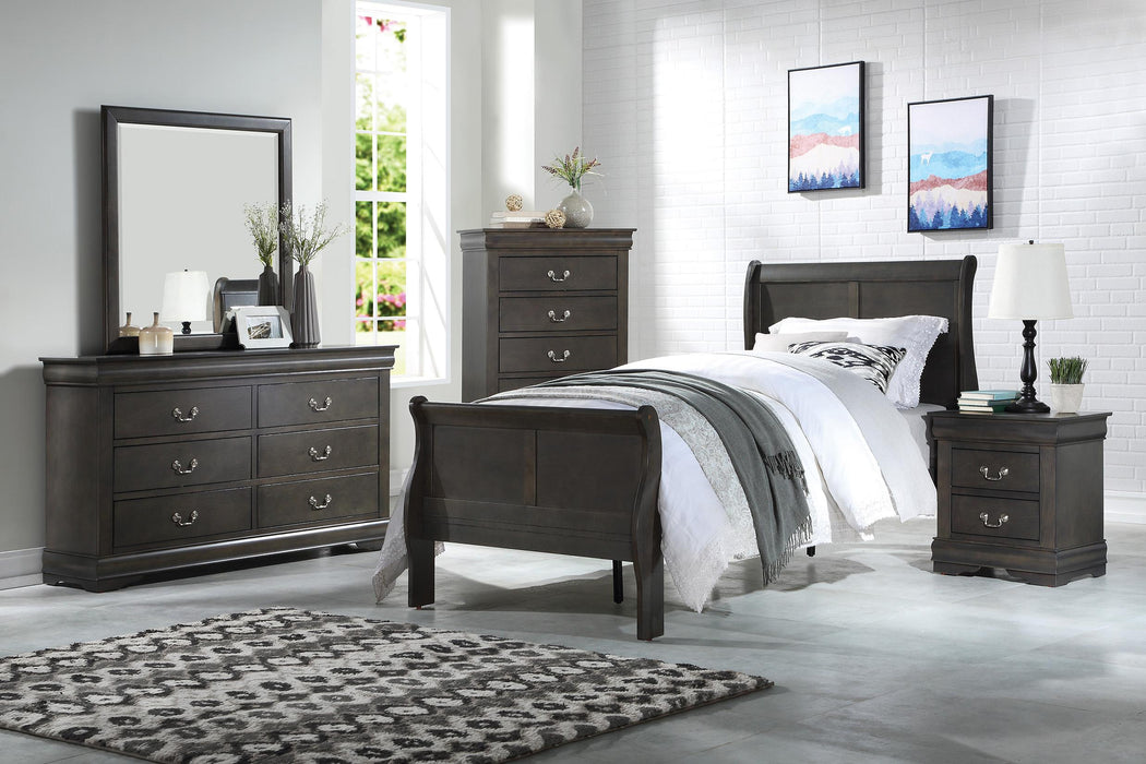Five Star Furniture - Louis Philippe Dark Gray Twin Bed