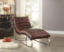 Five Star Furniture - Qortini Vintage Dark Brown Top Grain Leather & Stainless Steel Chaise image