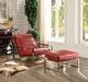 Five Star Furniture - Quinto Antique Red Top Grain Leather & Stainless Steel Accent Chair image