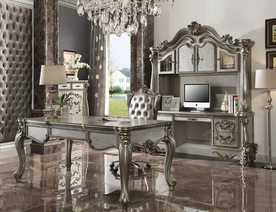 Five Star Furniture - Versailles Silver PU & Antique Platinum Office Chair - Five Star Furniture & Mattress (GA)