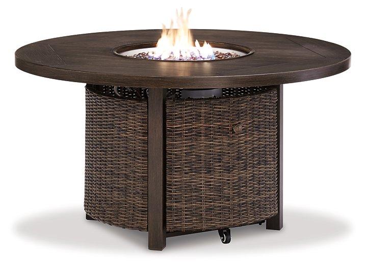 Five Star Furniture - Paradise Trail Paradise Trail Fire Pit Table with 4 Nuvella Swivel Lounge Chairs