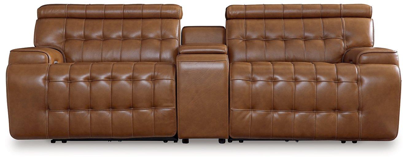 Five Star Furniture - Temmpton Dual Power Leather Reclining Modular Loveseat with Console image