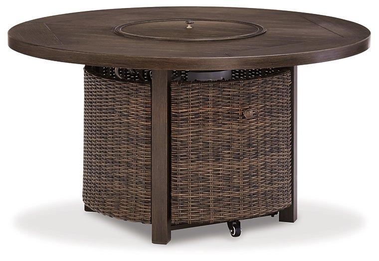 Five Star Furniture - Paradise Trail Paradise Trail Fire Pit Table with 4 Nuvella Swivel Lounge Chairs