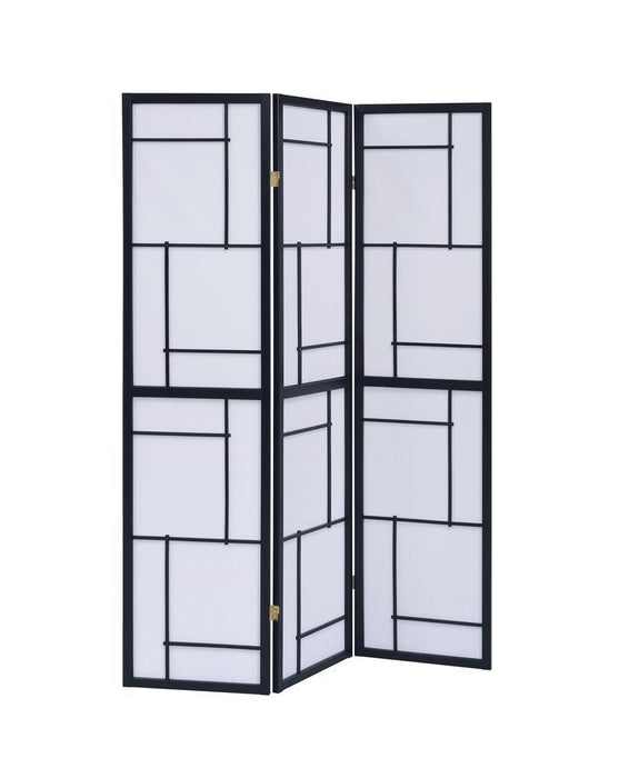 Damis 3-panel Folding Floor Screen Black and White