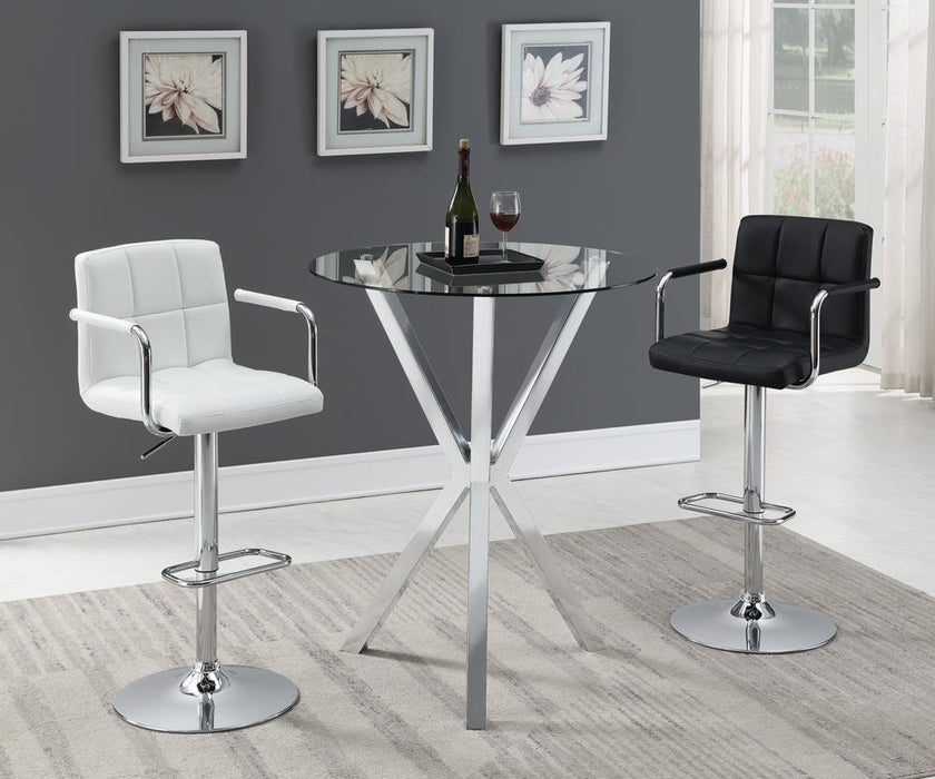 Denali Round Glass Top Bar Table Chrome