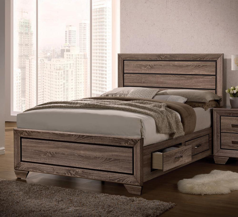 Kauffman California King, E.king, & Queen Panel Bed Washed Taupe - Five Star Furniture & Mattress (GA)