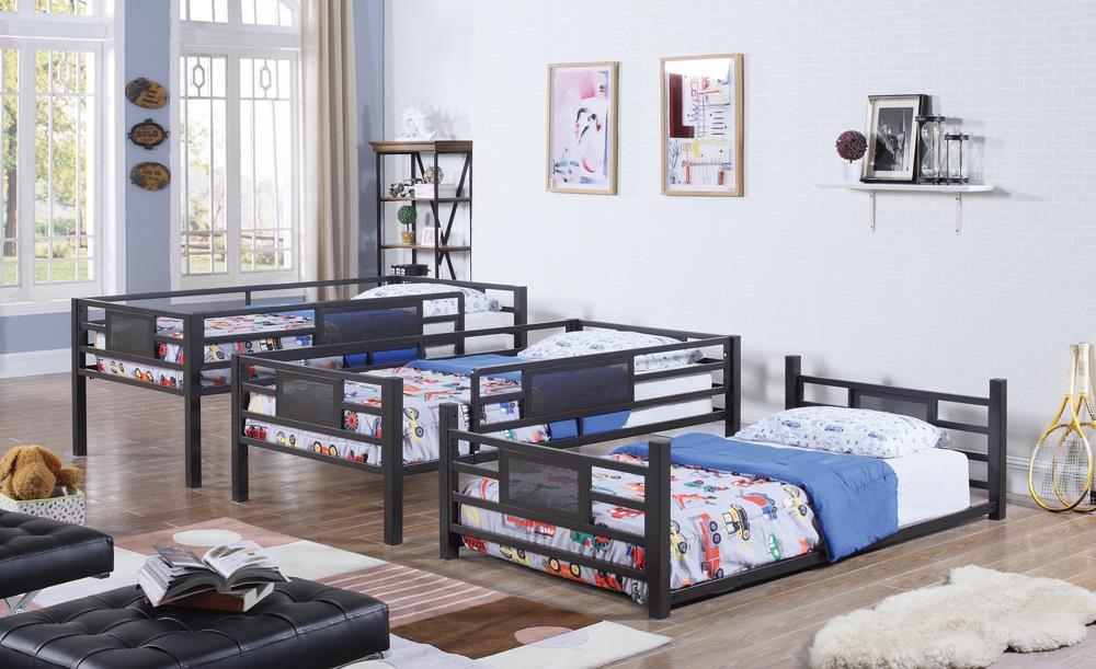 Rogen Twin Triple Bunk Bed Dark Bronze