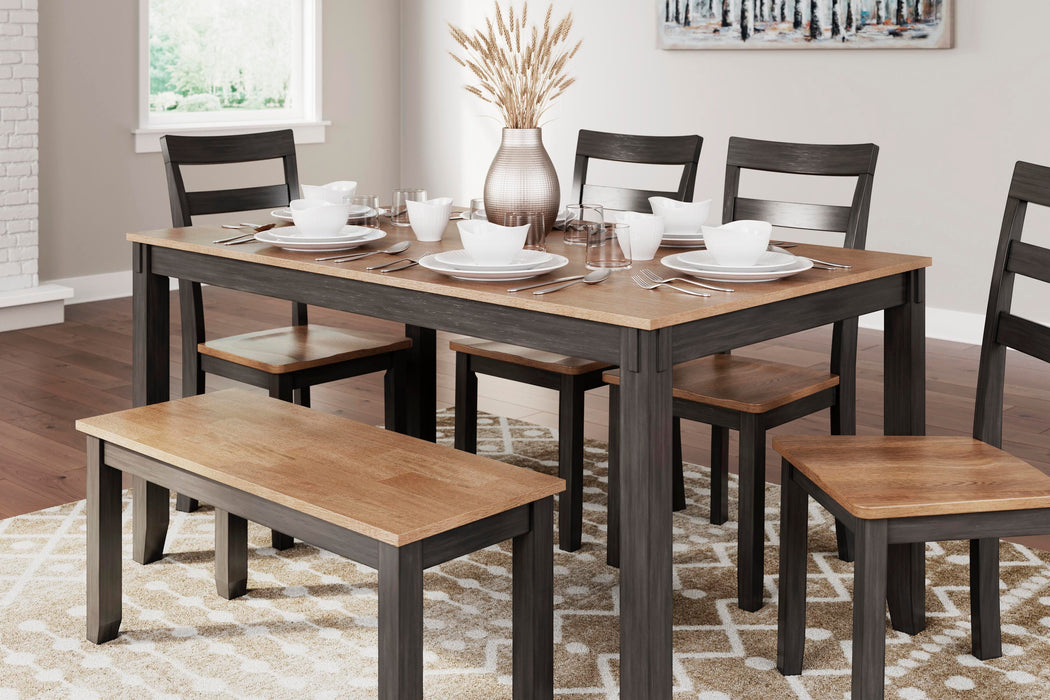 Five Star Furniture - Gesthaven Dining Table with 4 Chairs and Bench (Set of 6)