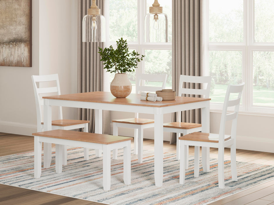 Five Star Furniture - Gesthaven Dining Table with 4 Chairs and Bench (Set of 6)