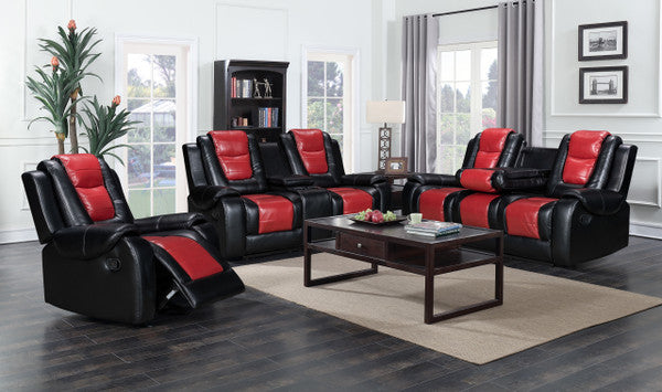 AUSTIN BLACK W/ RED INSET (LOVESEAT/SOFA) - Five Star Furniture & Mattress (GA)