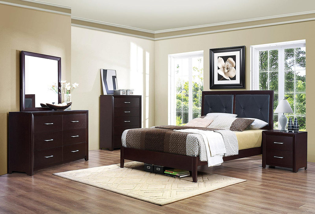 Homelegance Edina Queen Panel Bed in Espresso-Hinted Cherry 2145-1