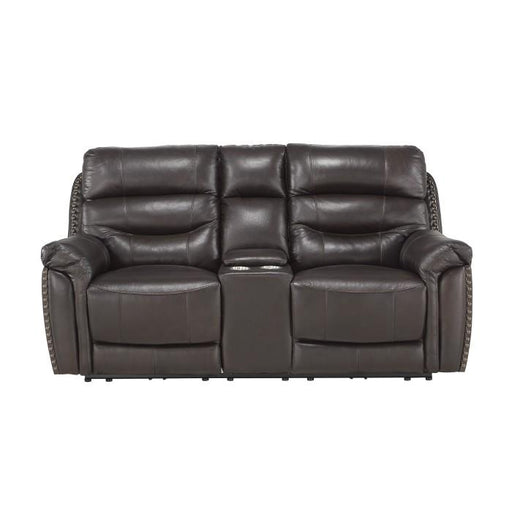 Homelegance Furniture Lance Power Double Reclining Loveseat with Power Headrests in Brown 9527BRW-2PWH image