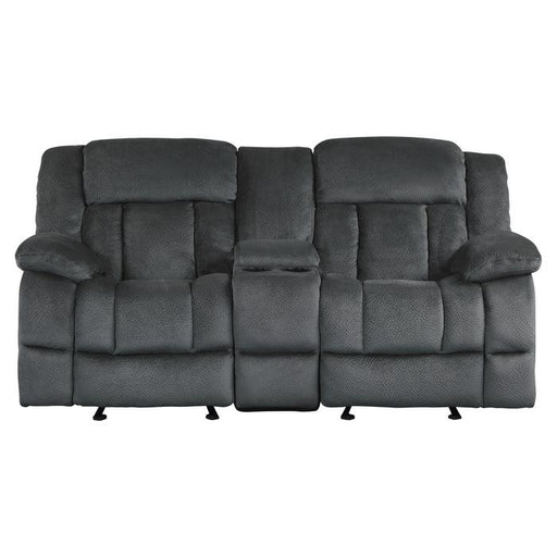 Homelegance Furniture Laurelton Double Glider Reclining Loveseat w/ Center Console in Charcoal 9636CC-2 image