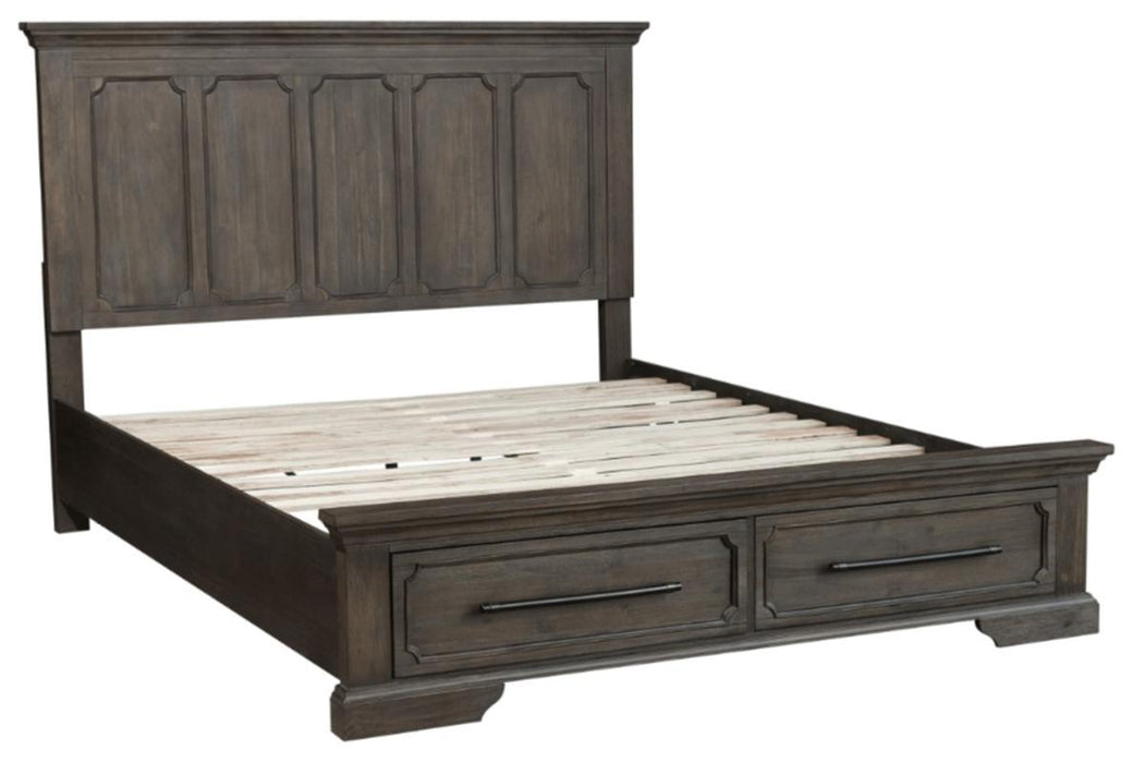 Homelegance Taulon King Platform Bed with Footboard Storage in Dark Oak 5438K-1EK*