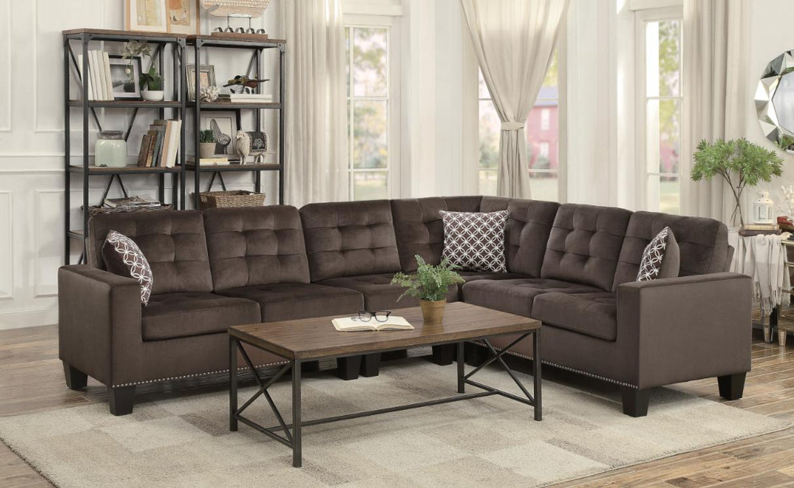 Homelegance Furniture Lantana 2-Piece Reversible Sectional in Chocolate 9957CH*SC