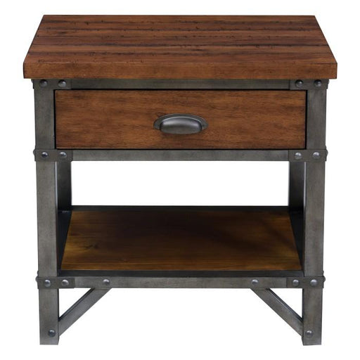 Homelegance Holverson Nightstand in Rustic Brown & Gunmetal 1715-4 image