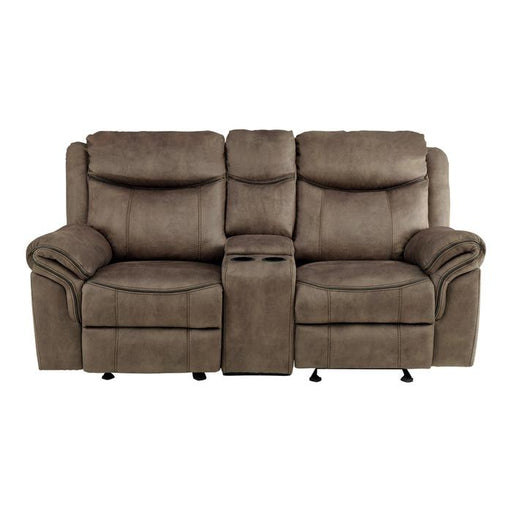 Homelegance Furniture Aram Double Glider Reclining Loveseat in Dark Brown 8206NF-2 image