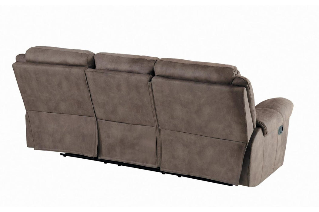 Homelegance Furniture Aram Double Glider Reclining Sofa in Dark Brown 8206NF-3