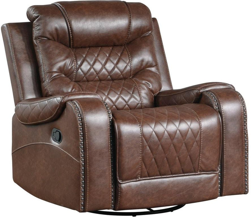 Homelegance Furniture Putnam Swivel Glider Reclining Chair in Brown 9405BR-1