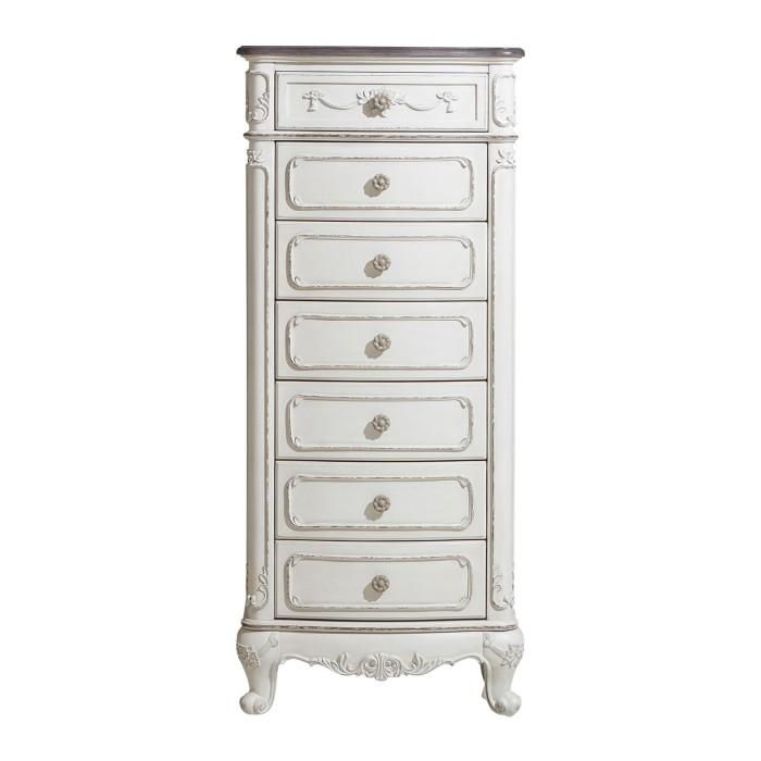 Homelegance Cinderella 7 Drawer Tall Chest Antique White with Grey Rub-Through 1386NW-12 image