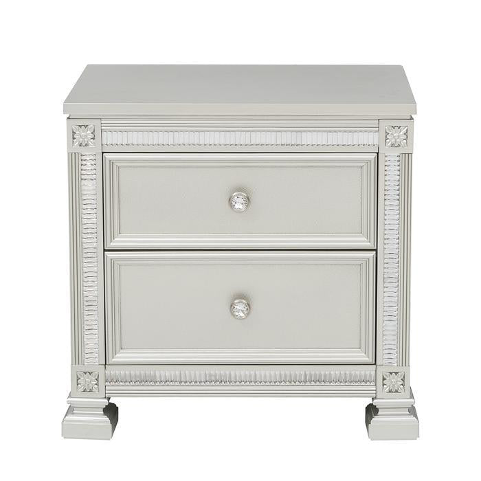 Homelegance Bevelle 2 Drawer Nightstand in Silver 1958-4 image