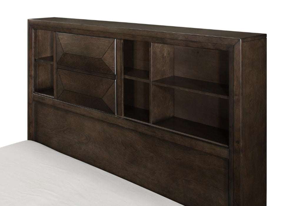 Homelegance Chesky King Bookcase Bed with Footboard Storage in Warm Espresso 1753K-1EK*