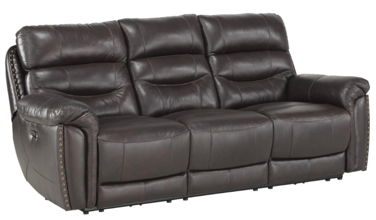 Homelegance Furniture Lance Power Double Reclining Sofa with Power Headrests in Brown 9527BRW-3PWH