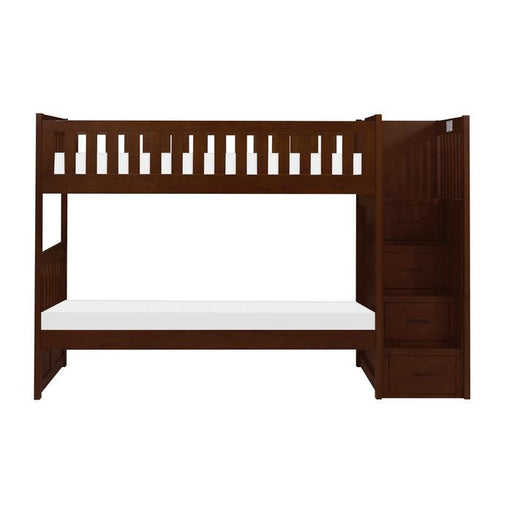 Homelegance Rowe Bunk Bed w/ Reversible Step Storage in Dark Cherry B2013SBDC-1* image