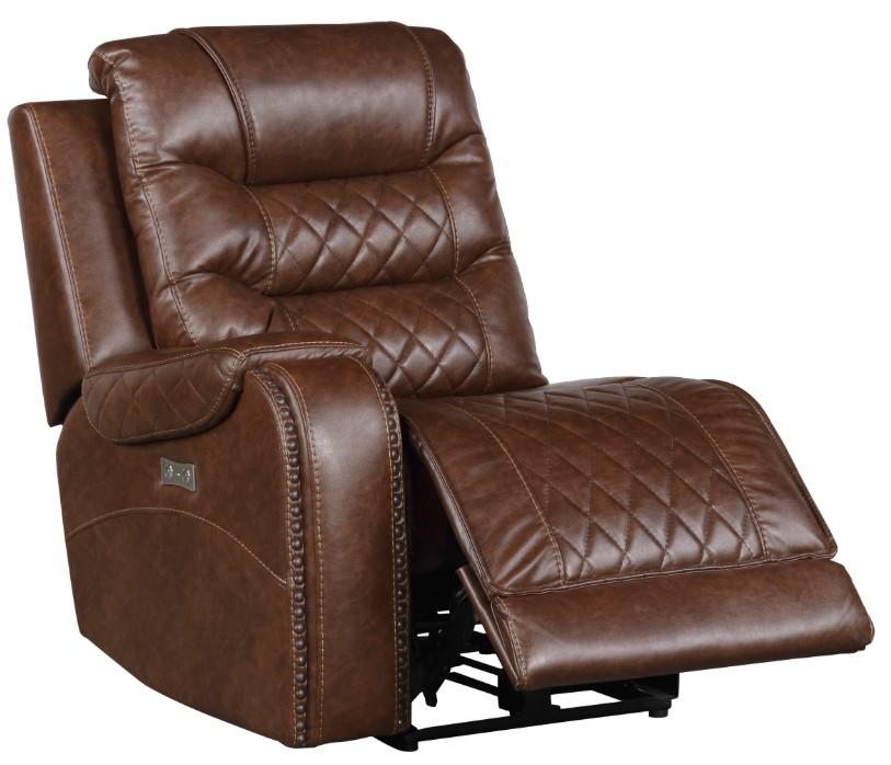 Homelegance Furniture Putnam Power Left Side Reclining Chair with USB Port in Brown 9405BR-LRPW