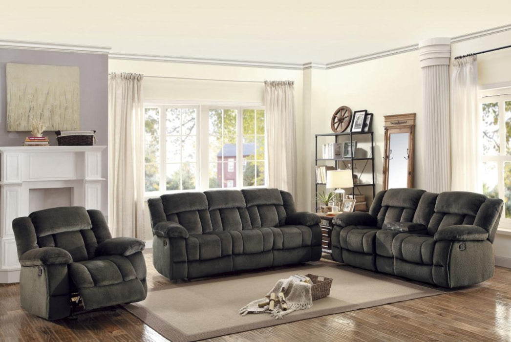 Homelegance Furniture Laurelton Double Glider Reclining Loveseat w/ Center Console in Chocolate 9636-2