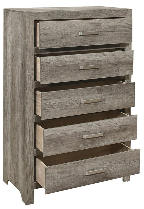 Homelegance Furniture Mandan 5 Drawer Chest in Weathered Gray 1910GY-9