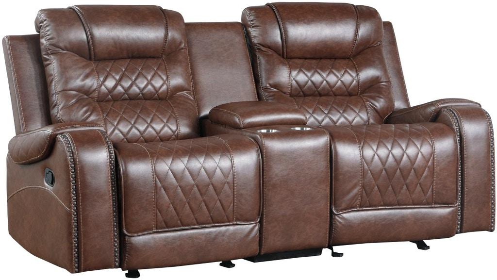 Putnam Double Glider Reclining Loveseat in Brown 9405BR-2