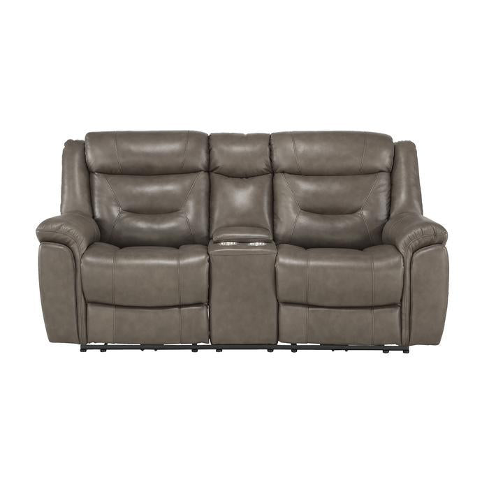 Danio Power Double Reclining Loveseat with Power Headrests in Brownish Gray 9528BRG-2PWH image