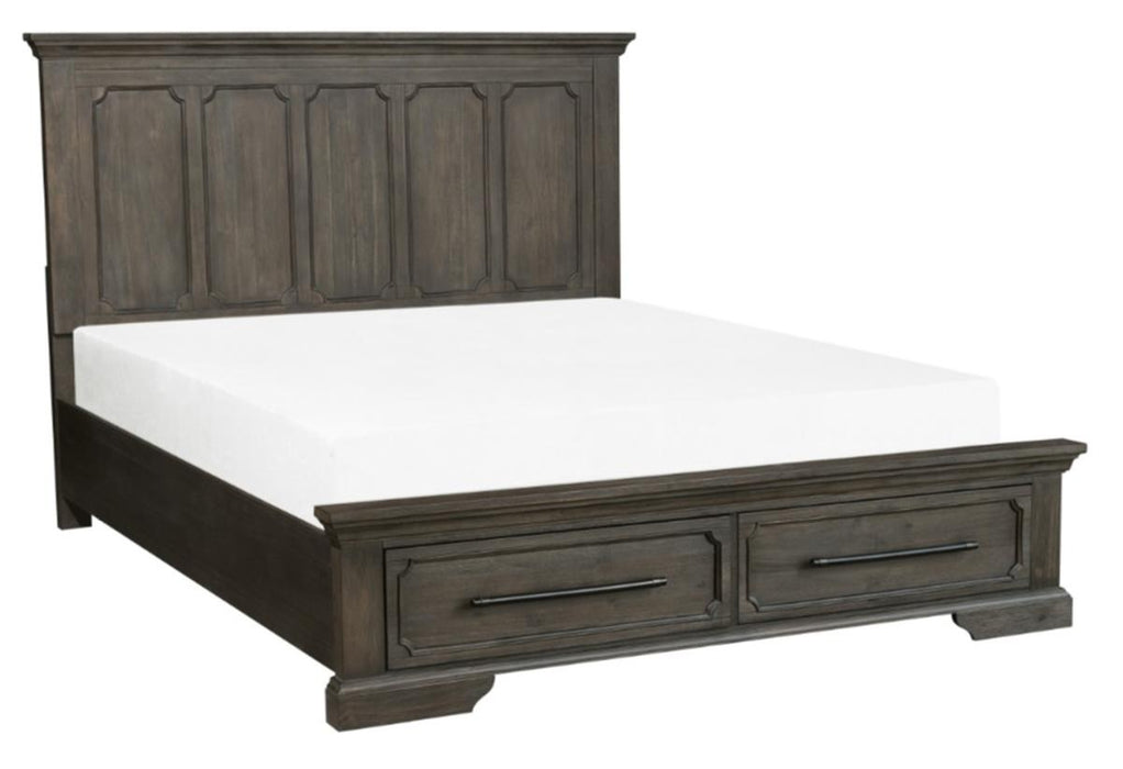 Five Star Furniture - Taulon Queen Platform Bed with Footboard Storage in Dark Oak 5438-1*