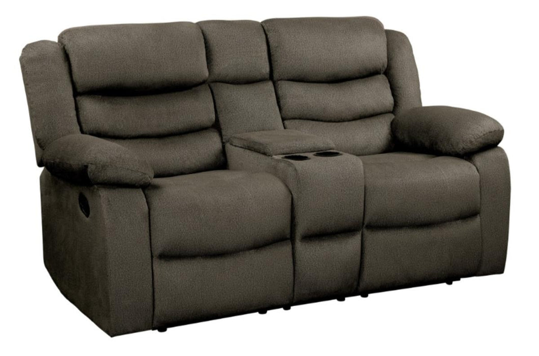 Discus Double Reclining Loveseat in Brown 9526BR-2