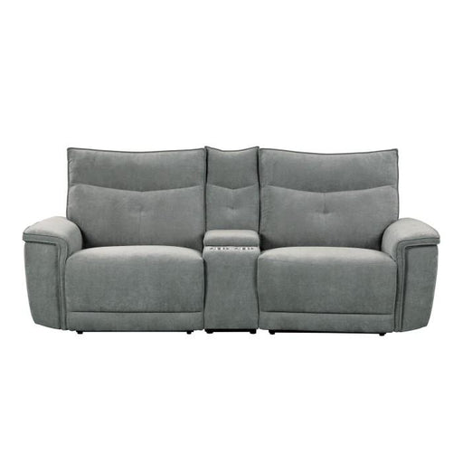 Homelegance Furniture Tesoro Power Double Reclining Loveseat in Dark Gray 9509DG-2CNPWH* image