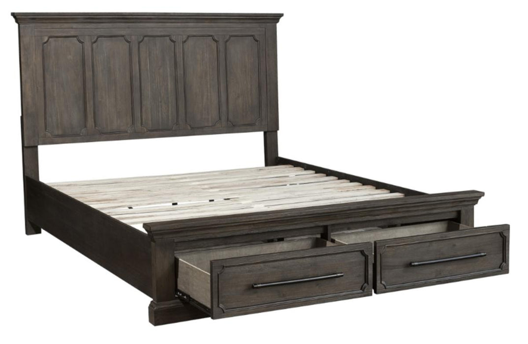 Homelegance Taulon King Platform Bed with Footboard Storage in Dark Oak 5438K-1EK*