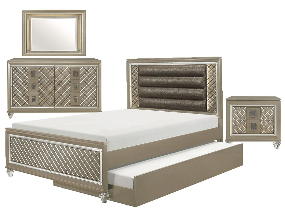 Five Star Furniture - Youth Loudon Full Platform with Trundle Bed in Champagne Metallic