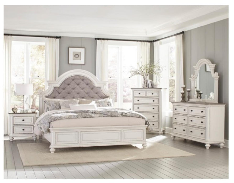 Five Star Furniture - Baylesford King Upholstered Panel Bed in Antique White 1624KW-1EK*