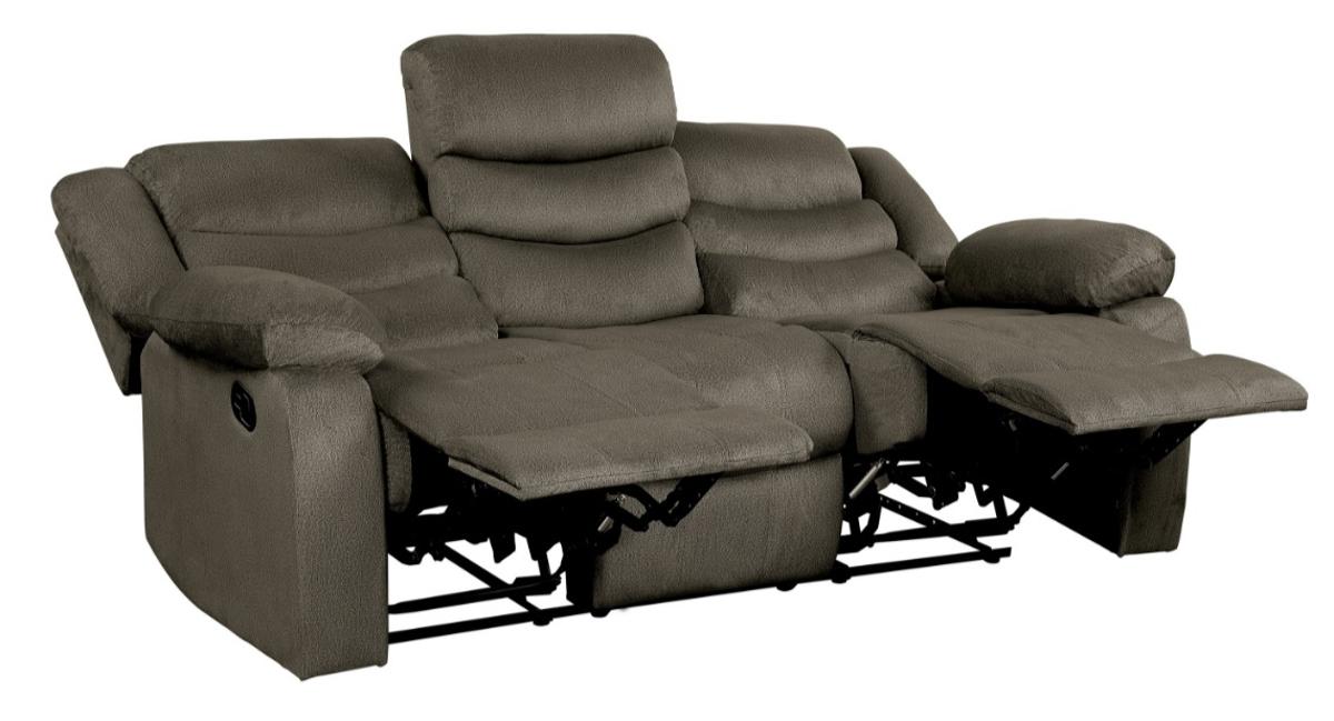 Discus Double Reclining Sofa in Brown 9526BR-3